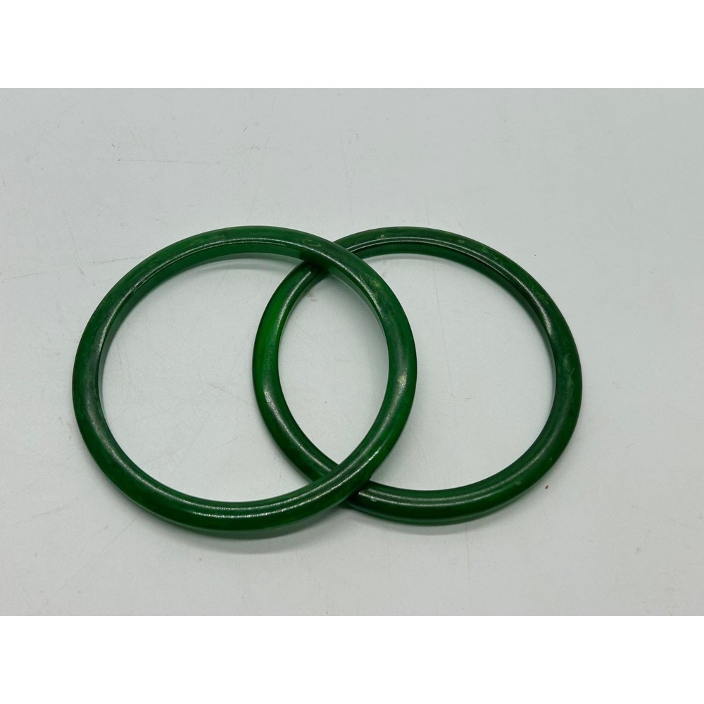 Vintage Green bakelite Thin Spacer Bangle Bracelets lot of 2